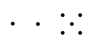 Two dice cubes, one with two dots, the other with five